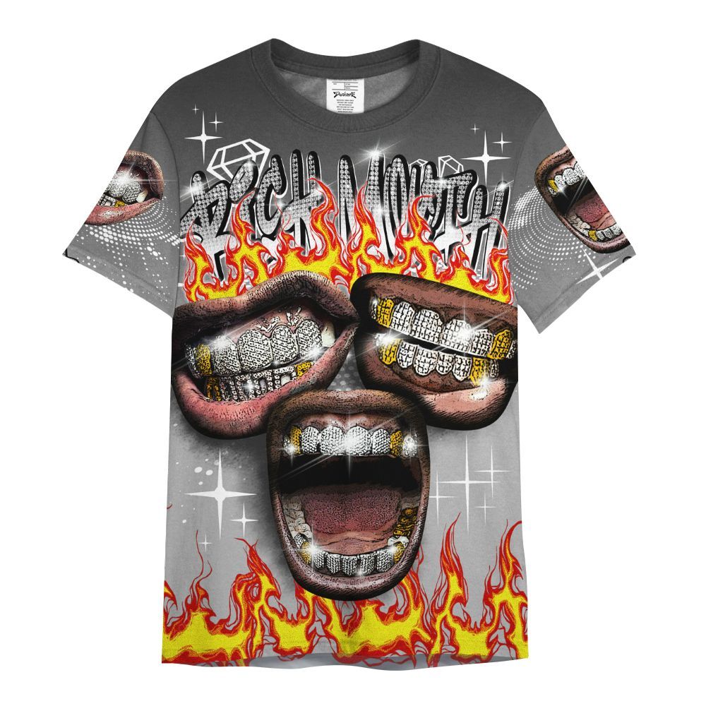 Shirt To Match NOCTA Black 2s - Rich Mouth Fire Rap Retro 90s All Over Print