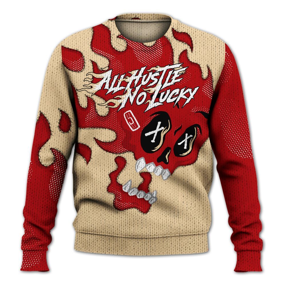 Knitted Sweater To Match Dunk Low Strawberry Waffle - All Hustle No Lucky Skull