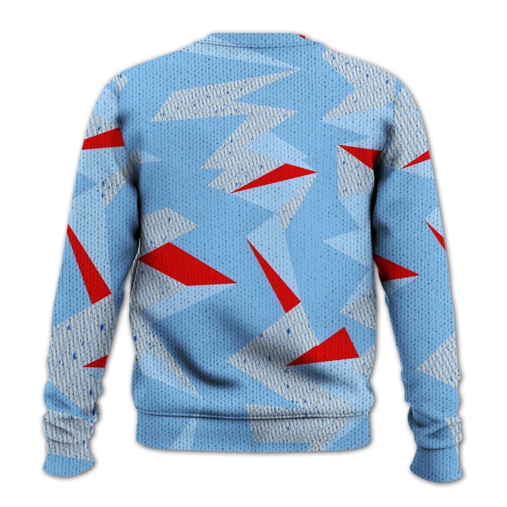 Knitted Sweater To Match University Blue 5s - Geometric Camouflage Pattern