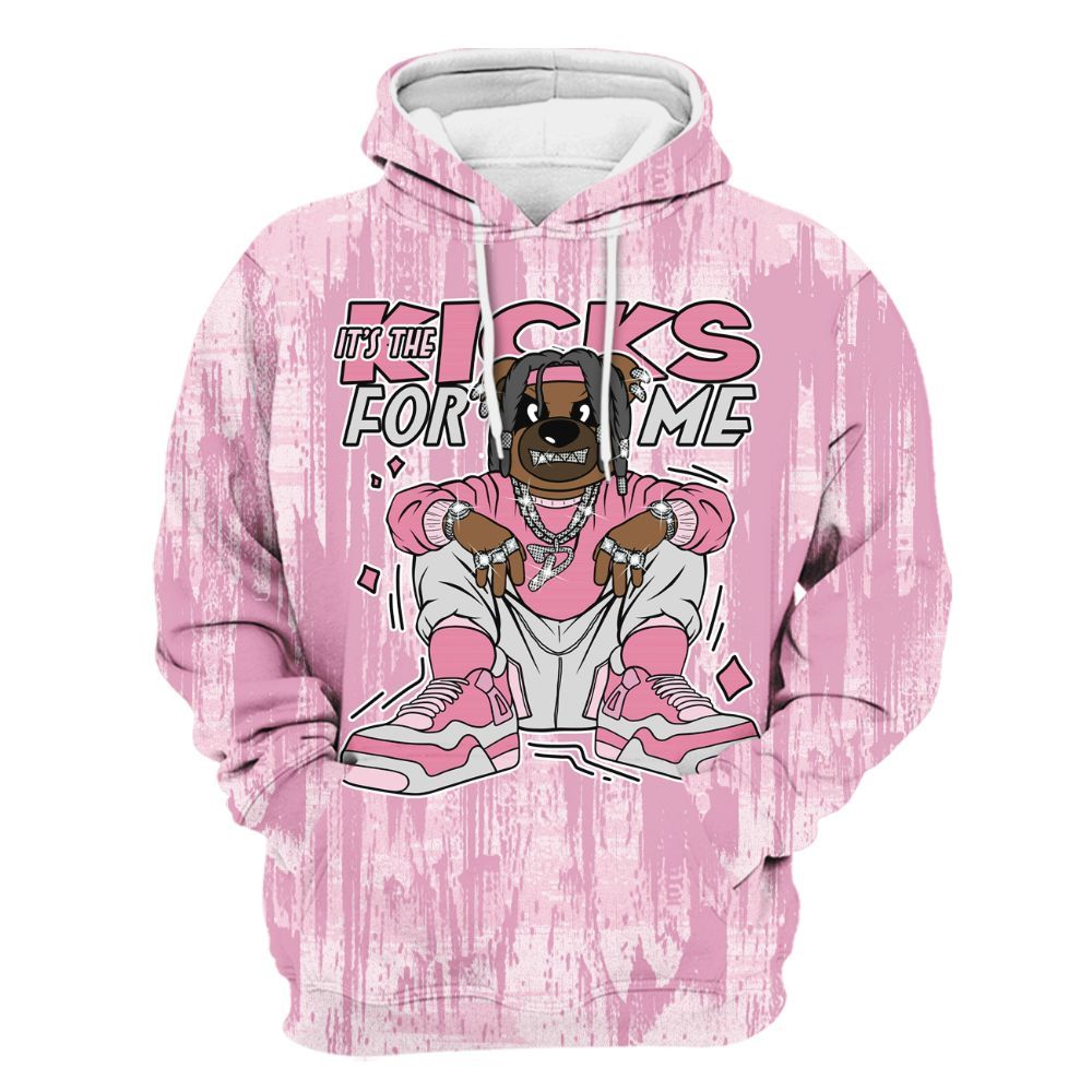 Hoodie To Match Orchid 4s - Sneakers Bear Glitch Art All Over Print