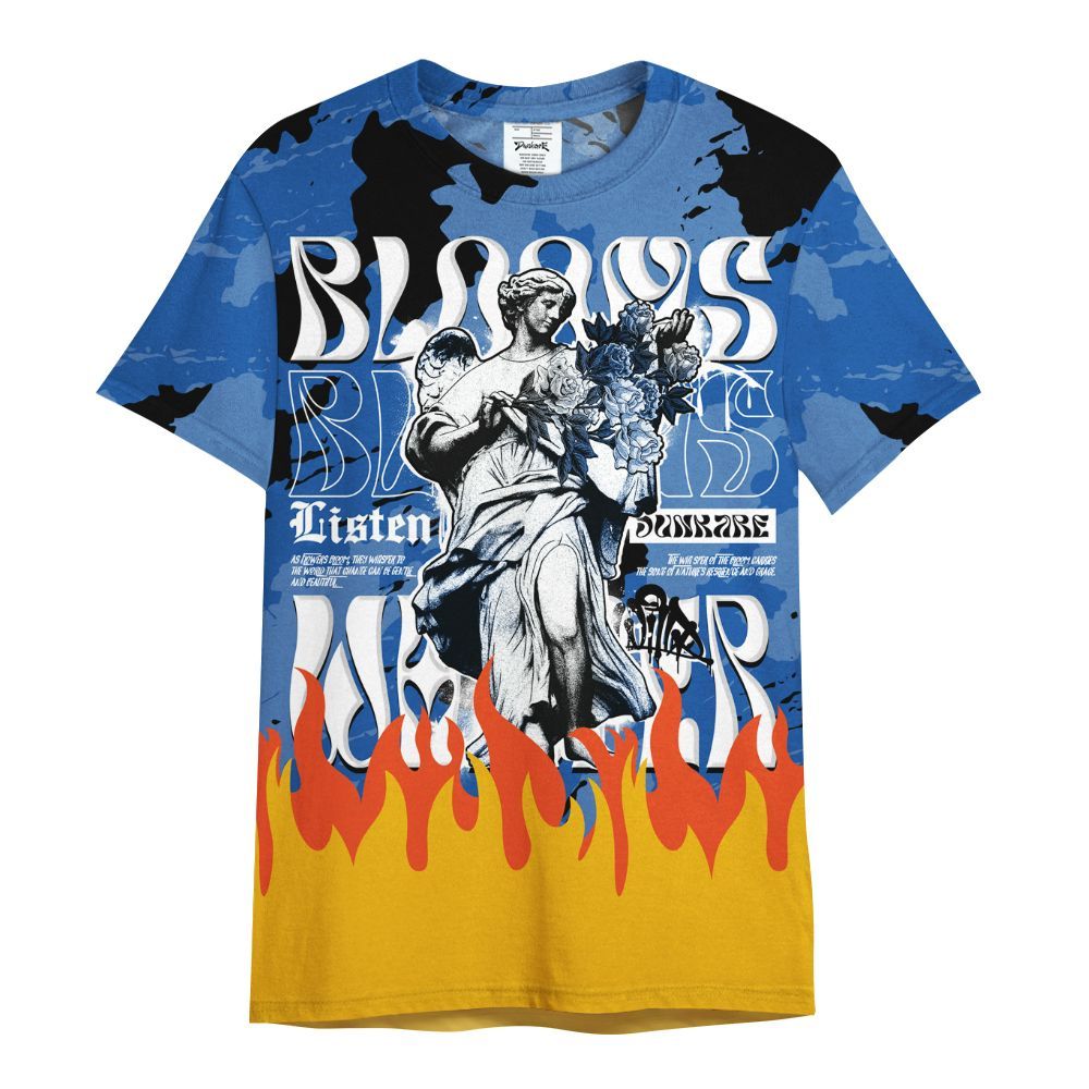 Shirt To Match Low Space Royal 11s - Blooms Whisper Retro All Over Print