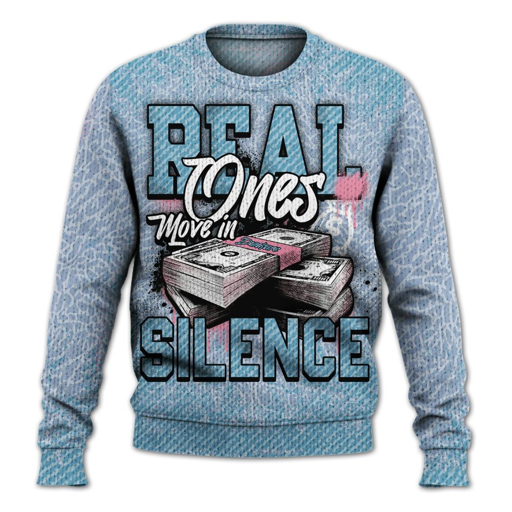 Sweater To Match Denim Pink Glow 3s - Move In Silence Money Street Retro Graphic