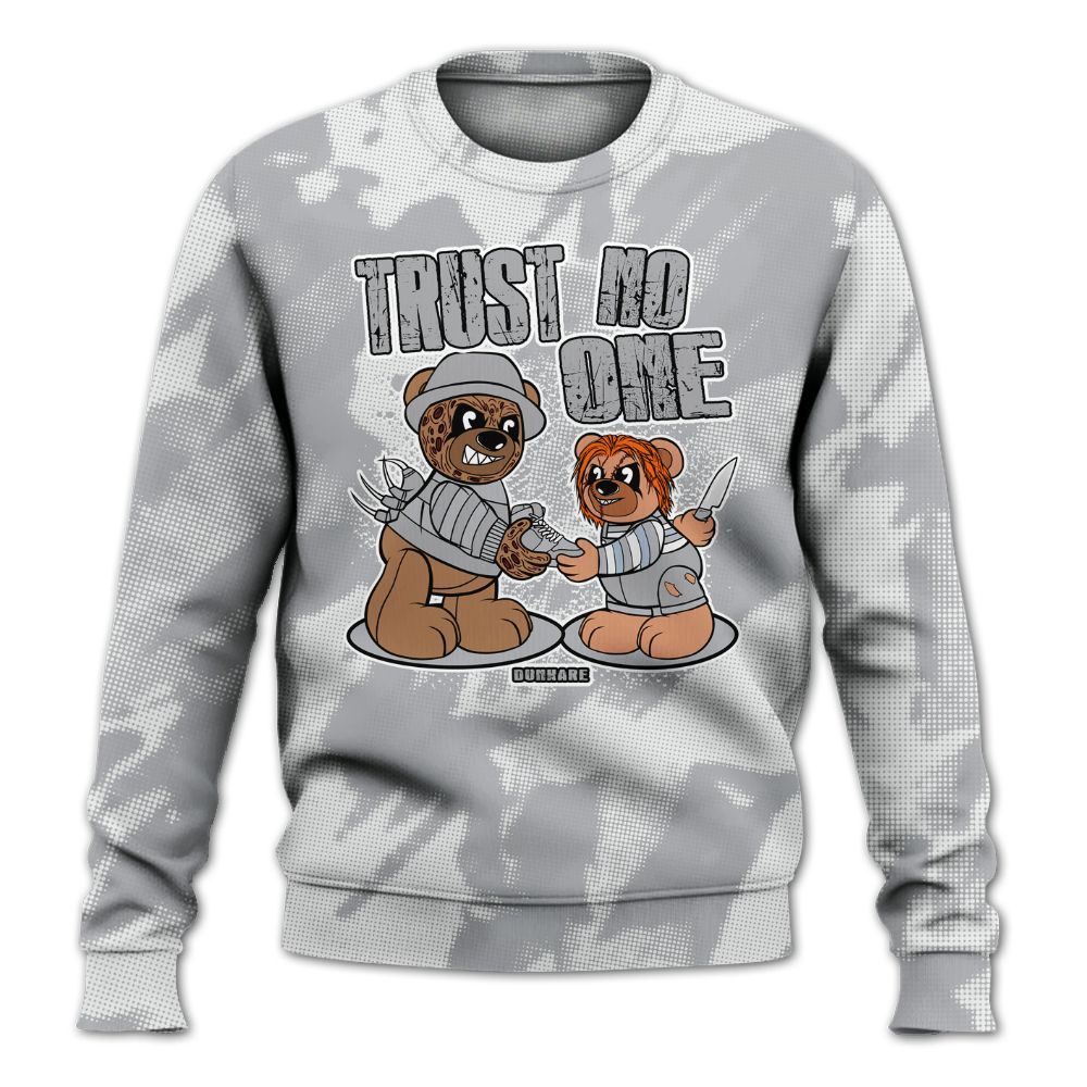 Sweatshirt To Match Low OG Wolf Grey 1s - Trust No One Bear Abstract Halftone All Over Print