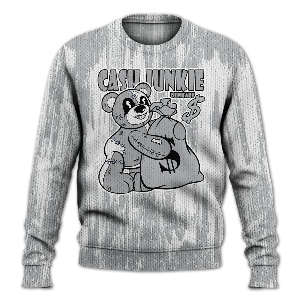 Knitted Sweater To Match Low OG Wolf Grey 1s - Cashs Junkie Bear Glitch Art