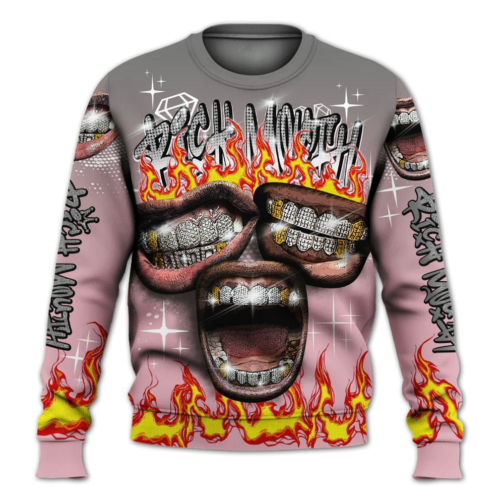 Sweatshirt To Match Air Max DN Pink Foam - Rich Mouth Fire Rap Retro 90s All Over Print