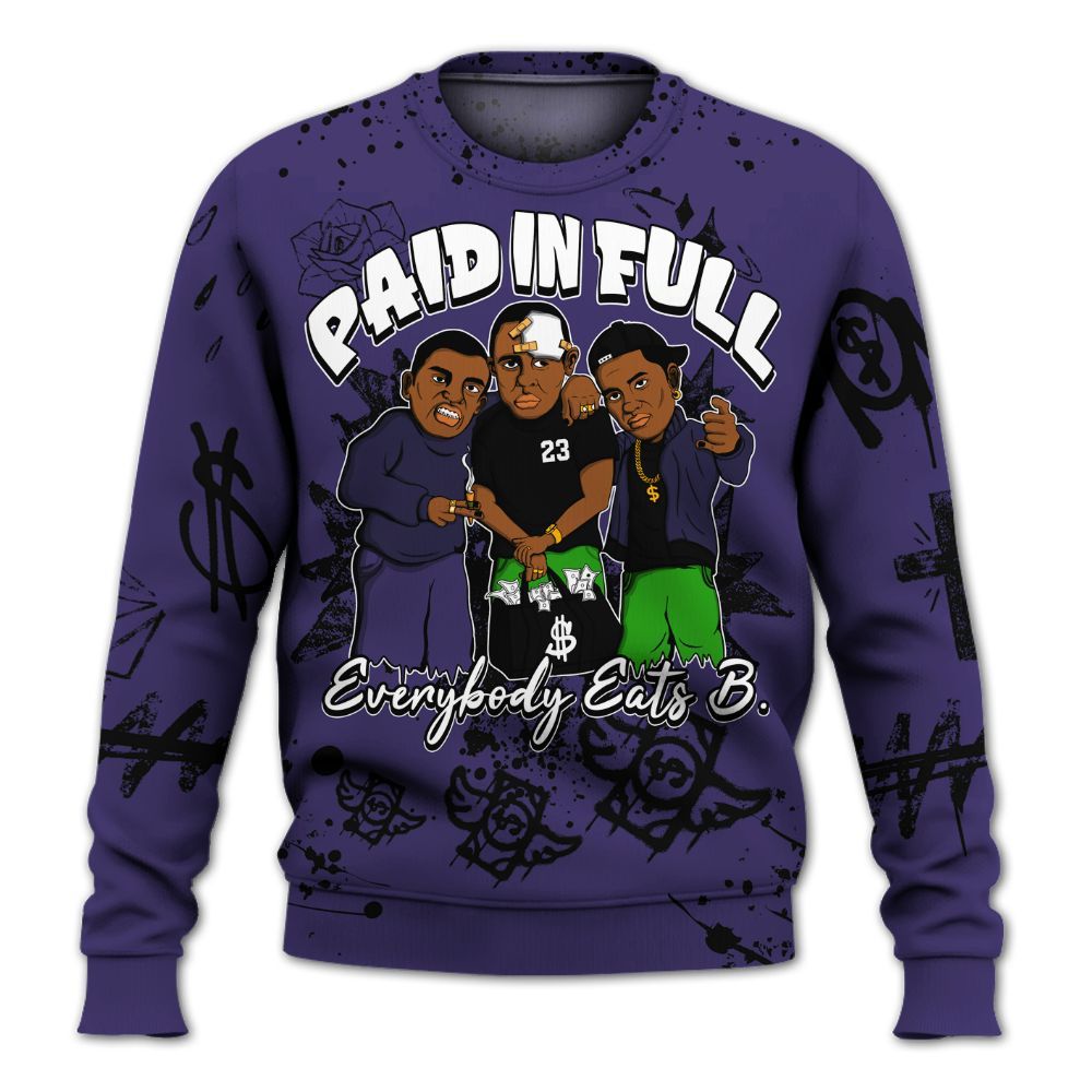Sweatshirt To Match Retro Court Purple 13s - Everybody Paid In Full Crayon All Over Print