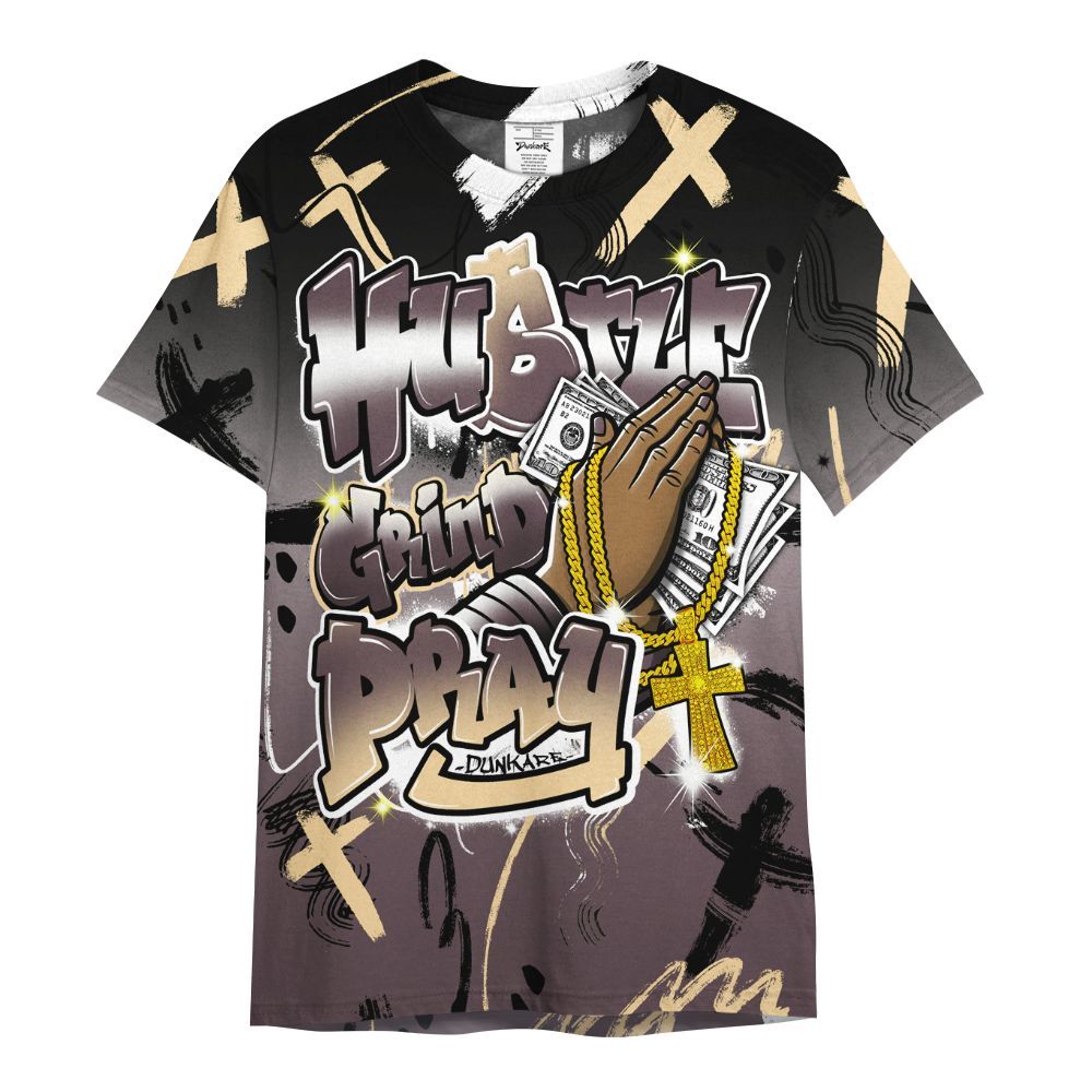 Shirt To Match AMM Black 3s - Money Hustle Grind Pray All Over Print