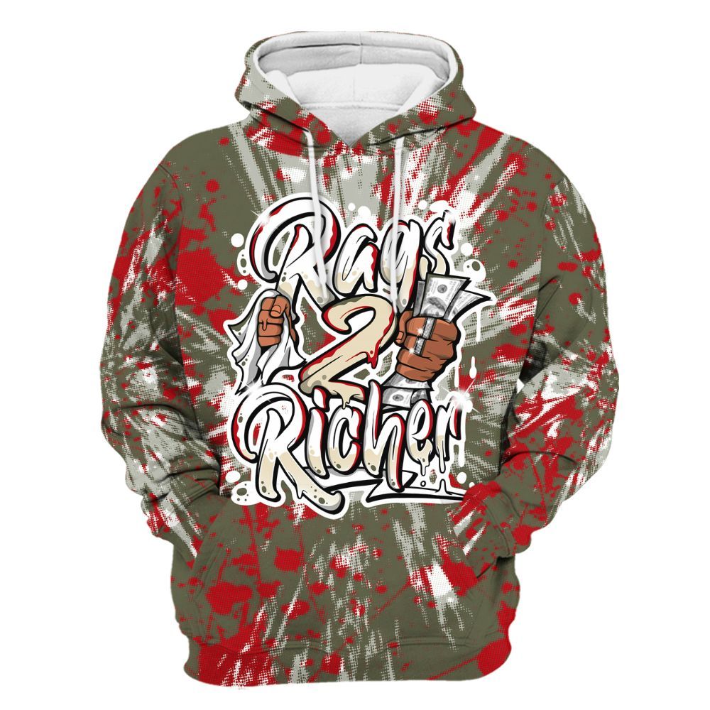 Hoodie To Match Low OG Medium Olive 1s - Rag 2 Rich Graphic Luxury All Over Print