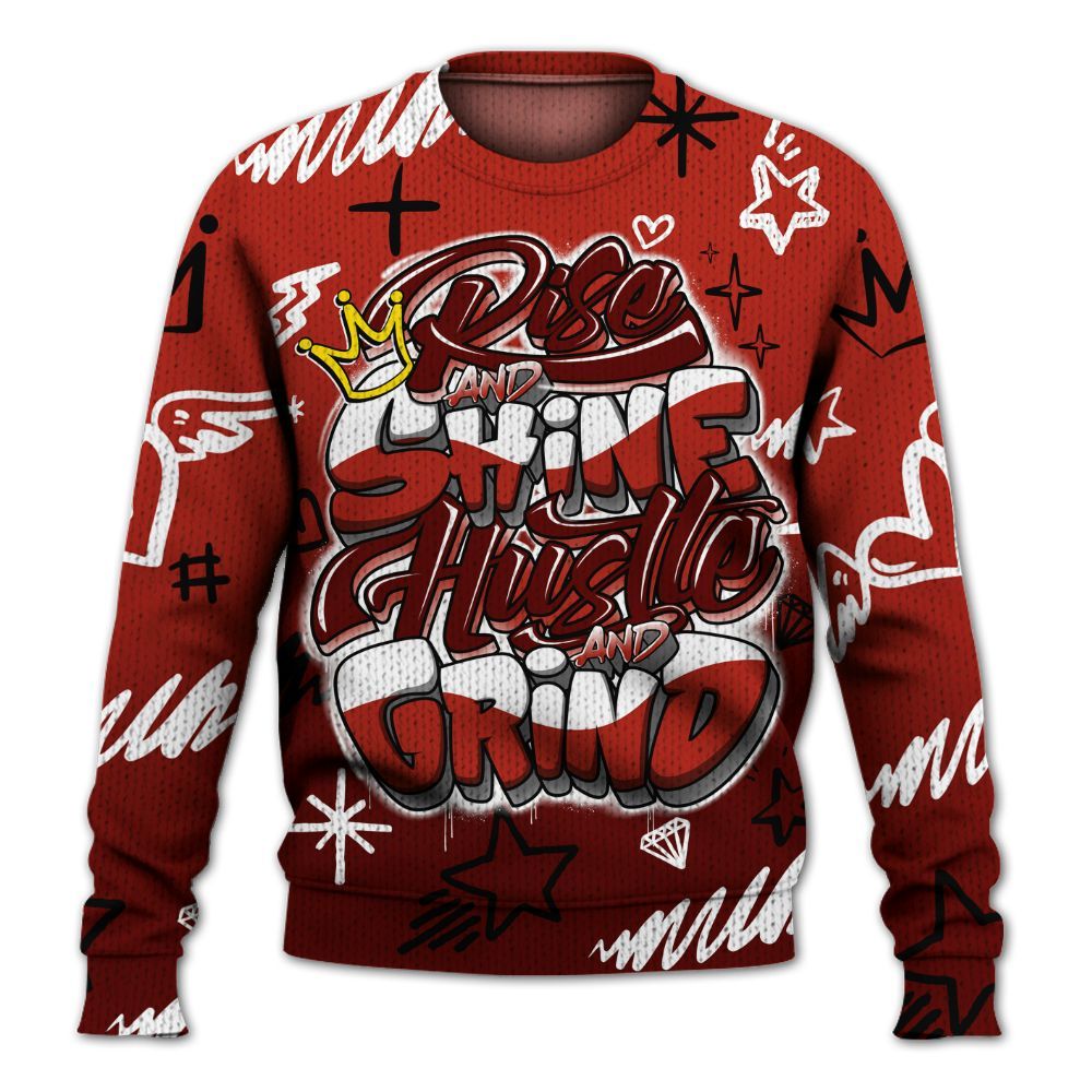 Knitted Sweater To Match SP Firewood Orange 4s - Rise Shine Hustle Grind