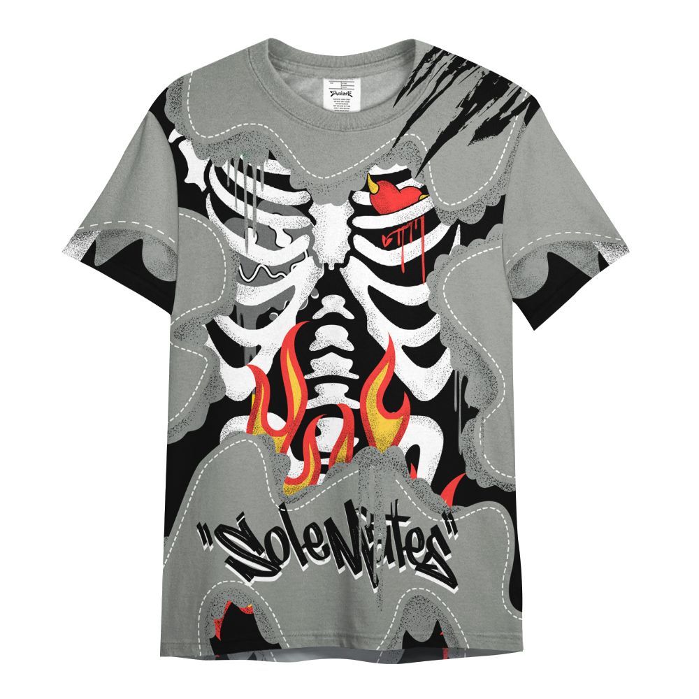 Shirt To Match Paris Olympics 4s - Skeleton Burning Heart Drip All Over Print