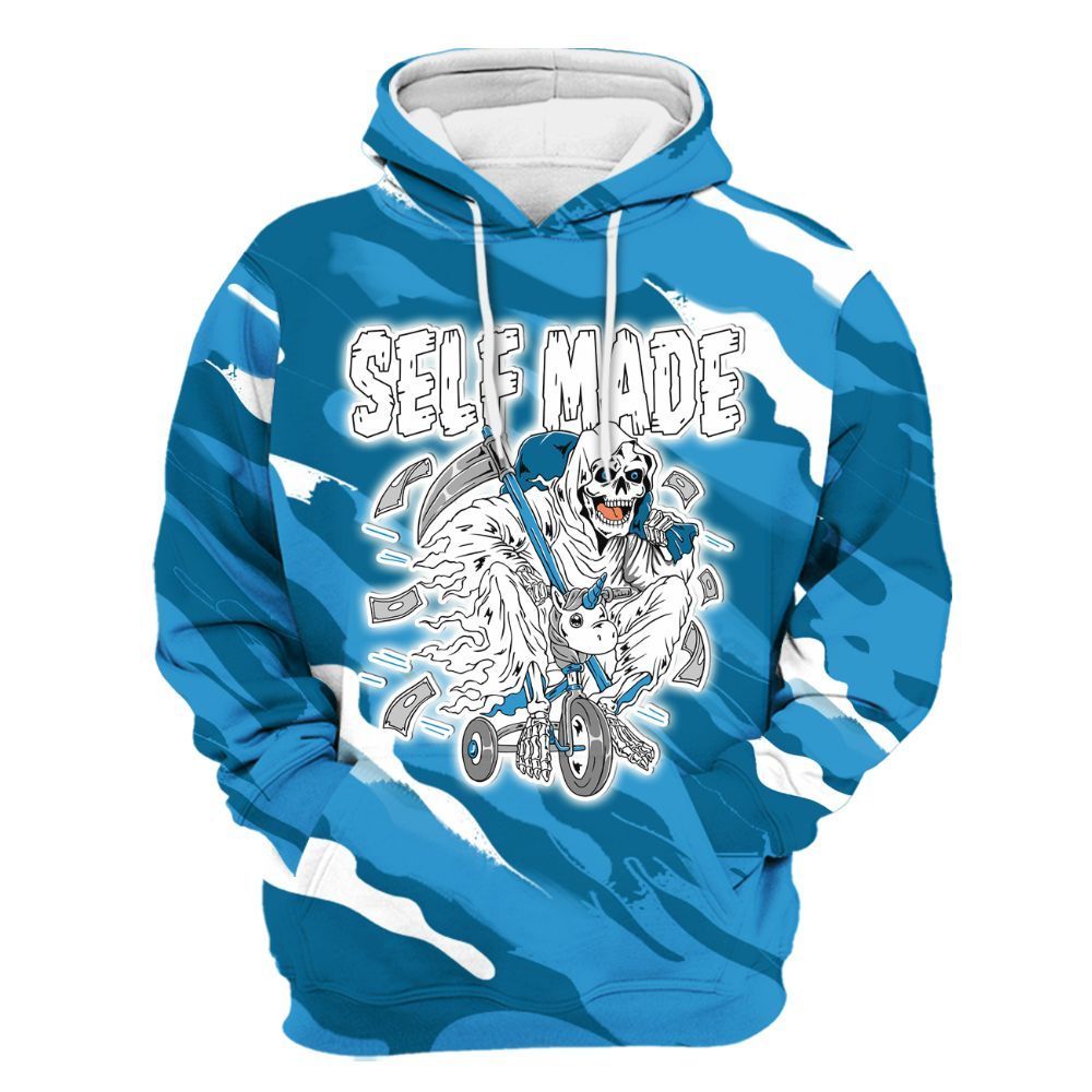 Hoodie To Match Powder Blue 9s - Self Make Skeleton Colored All Over Print