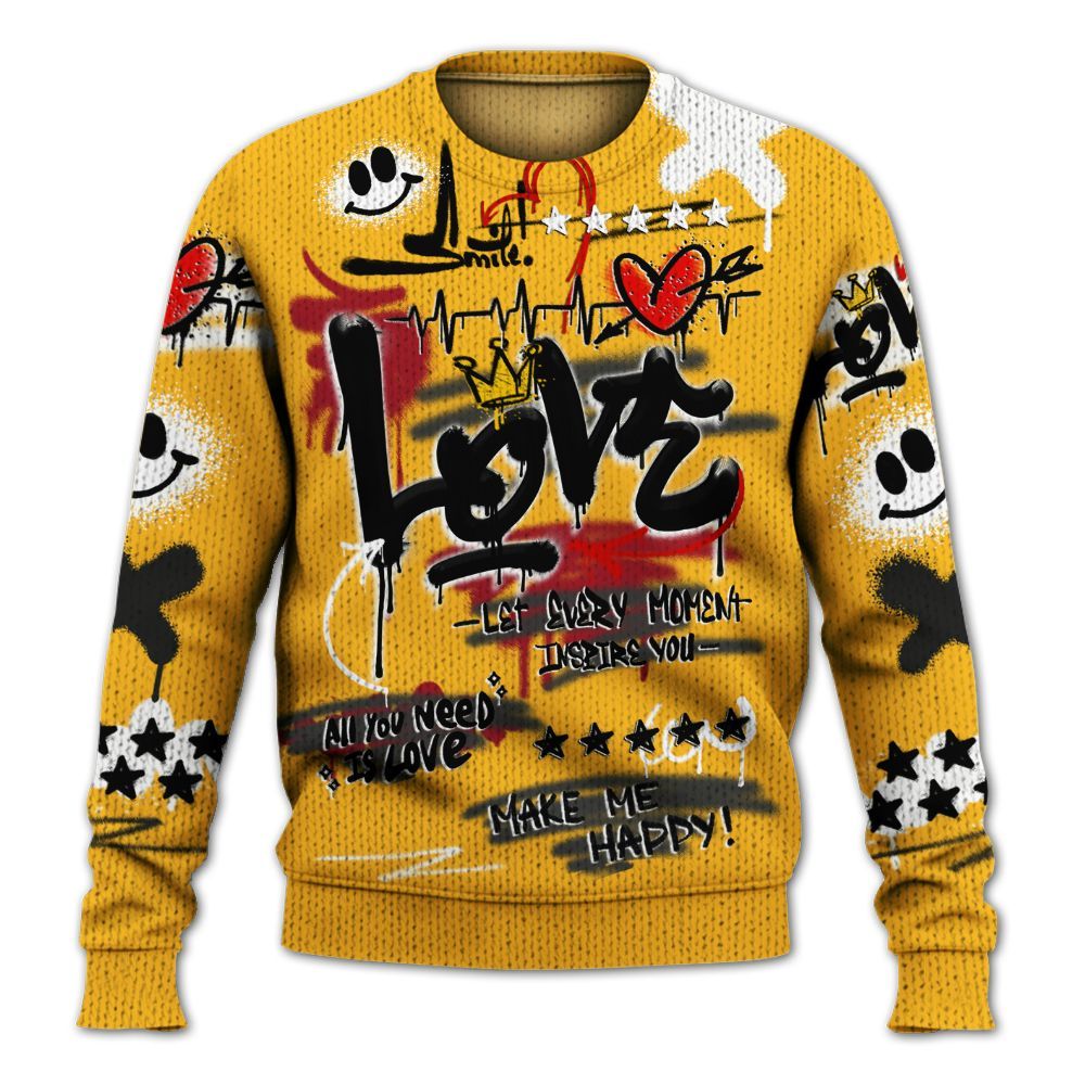 Sweater To Match White Taxi 12s Shirt, Happy Love Beats Graffiti Streetwear Graphic