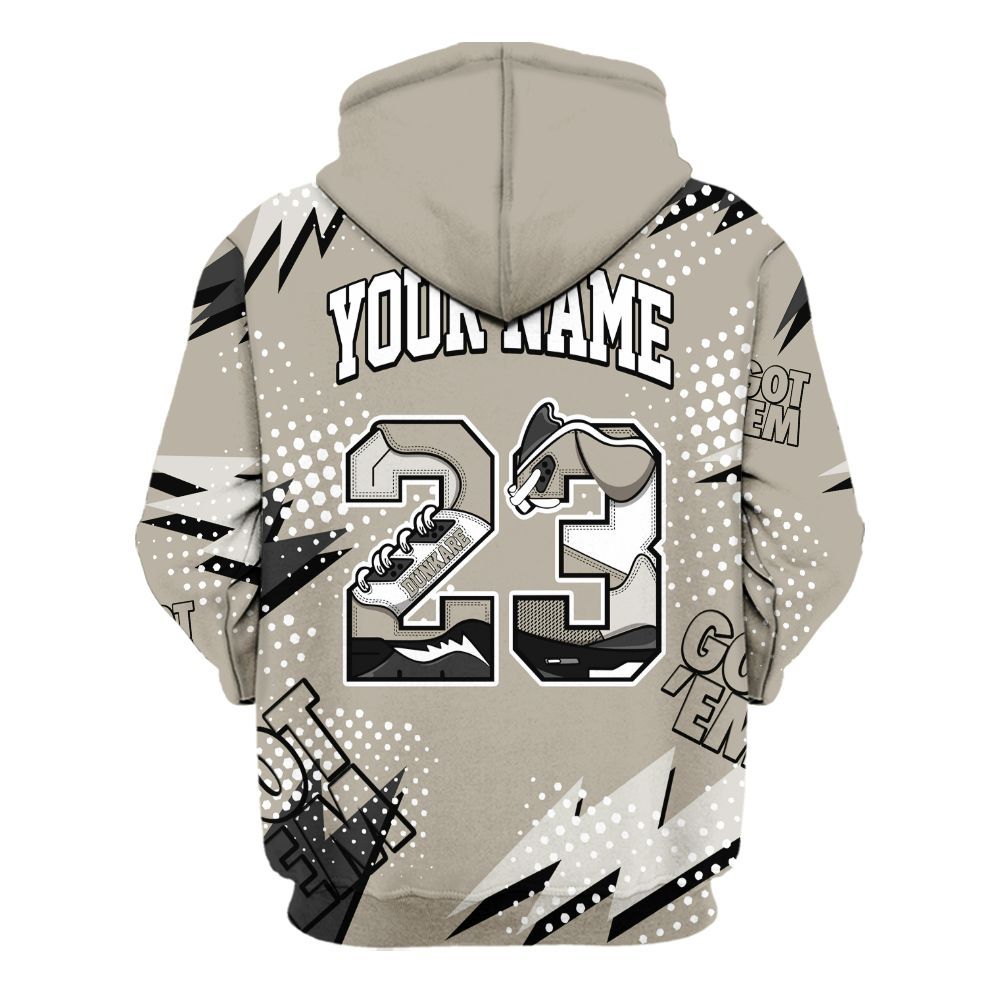 Hoodie To Match RM Light Bone 4s - Custom Name Number 23 5s All Over Print
