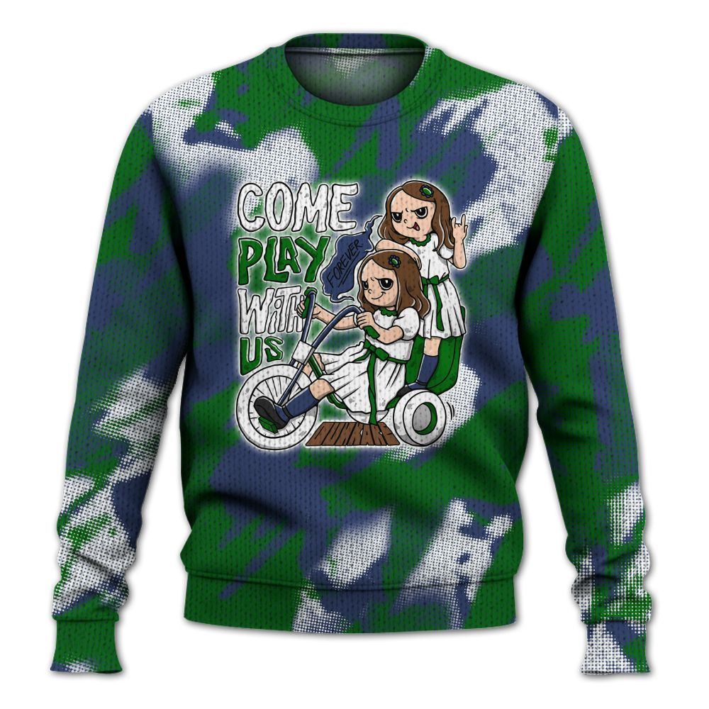 Knitted Sweater To Match Midnight Navy 13s - Come Hangout Halloween Abstract Halftone