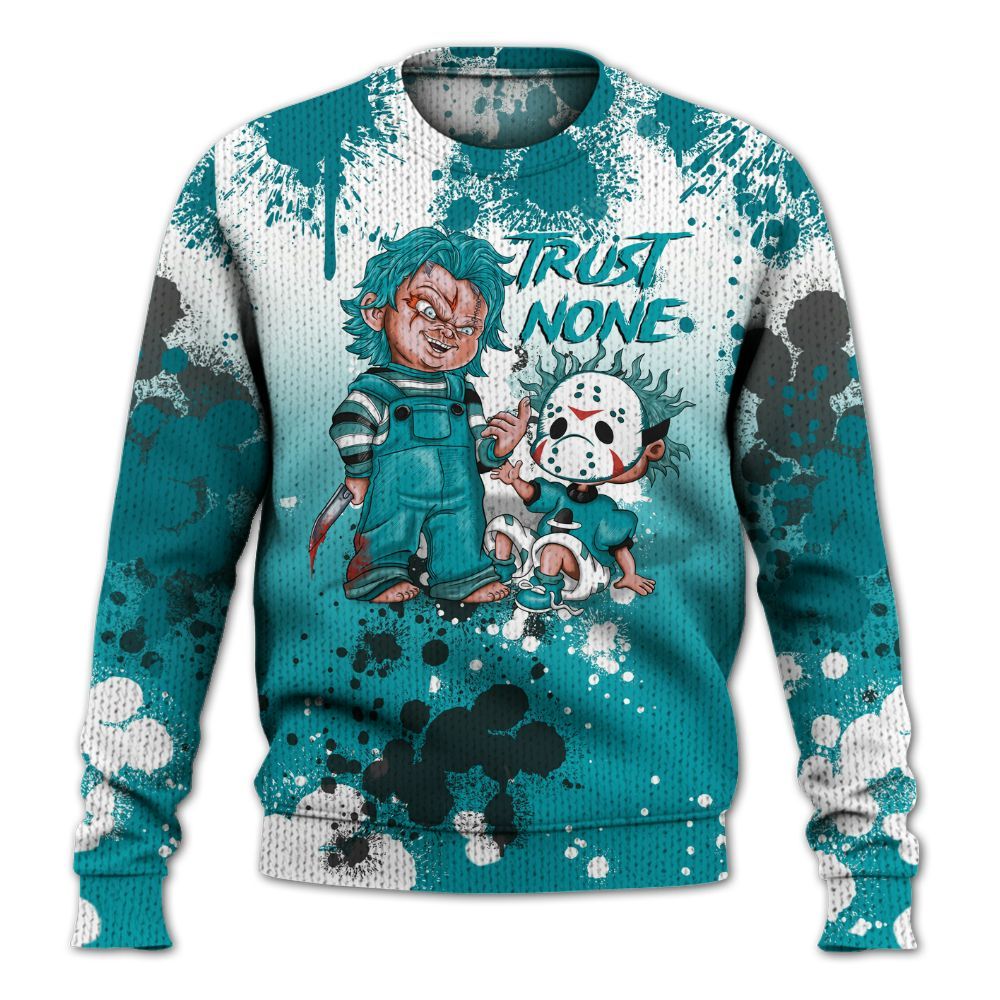 Knitted Sweater To Match Air Griffey Max Aquamarine 1s - Trust No One Scary