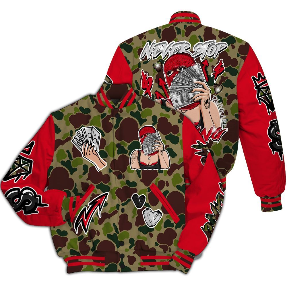 Varsity Jacket To Match Air Max 90 Duck Camo Red - Hustling Unique All Over Print