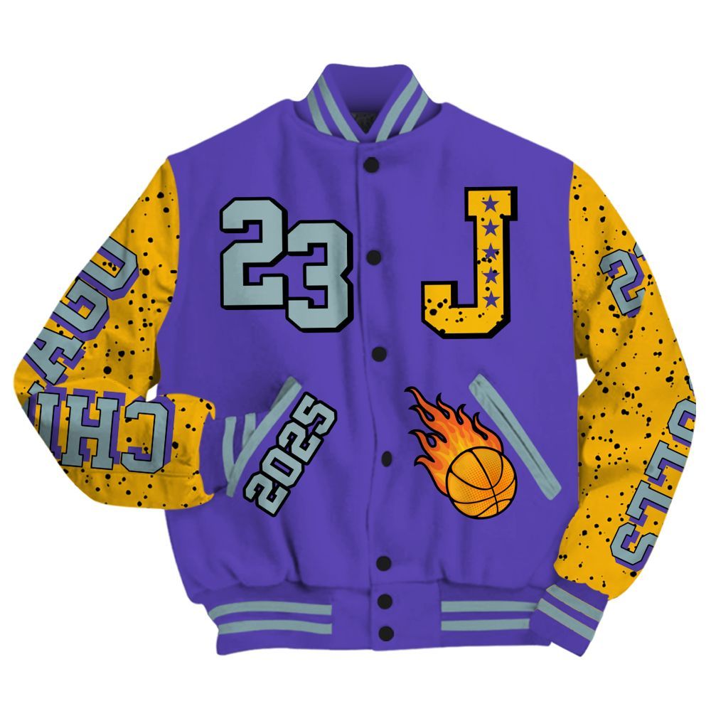 Varsity Jacket To Match Imperial Purple 4s - Chicago 23 Basketball All Over Print