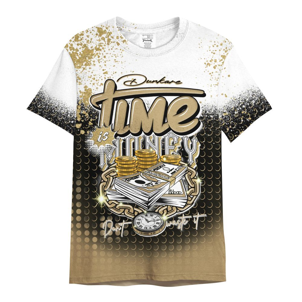 Shirt To Match High OG Black Metallic Gold 1s - Halftone Time Is Money All Over Print