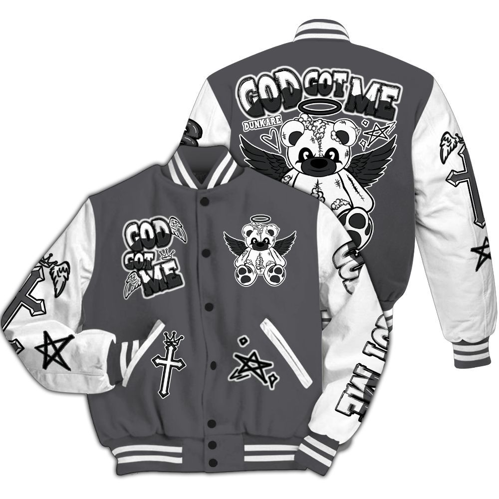Varsity Jacket To Match White Thunder 4s - Gods Guides Me Bear All Over Print
