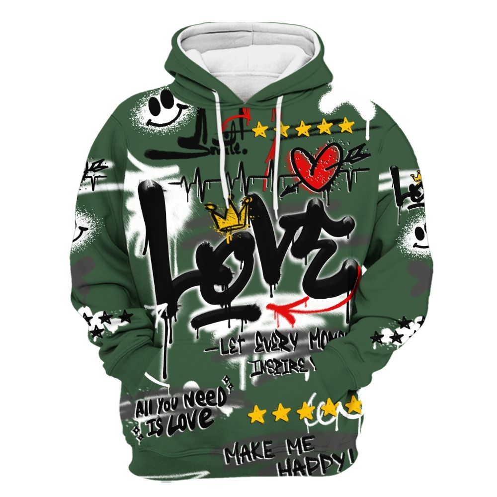 Hoodie To Match Dunk Low Skateboards Black - Happy Love Beats Graffiti Streetwear All Over Print