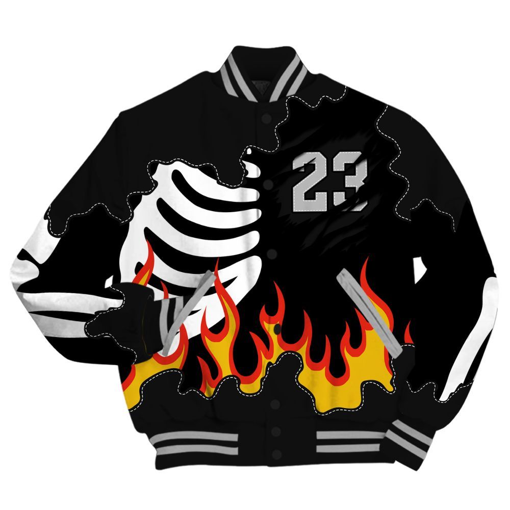 Varsity Jacket To Match NOCTA Black 2s - Burning Skeleton 23 G.O.A.T All Over Print