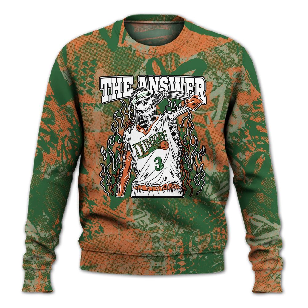 Sweatshirt To Match Low Miami 5s - Allen Answer Skeleton Heart All Over Print