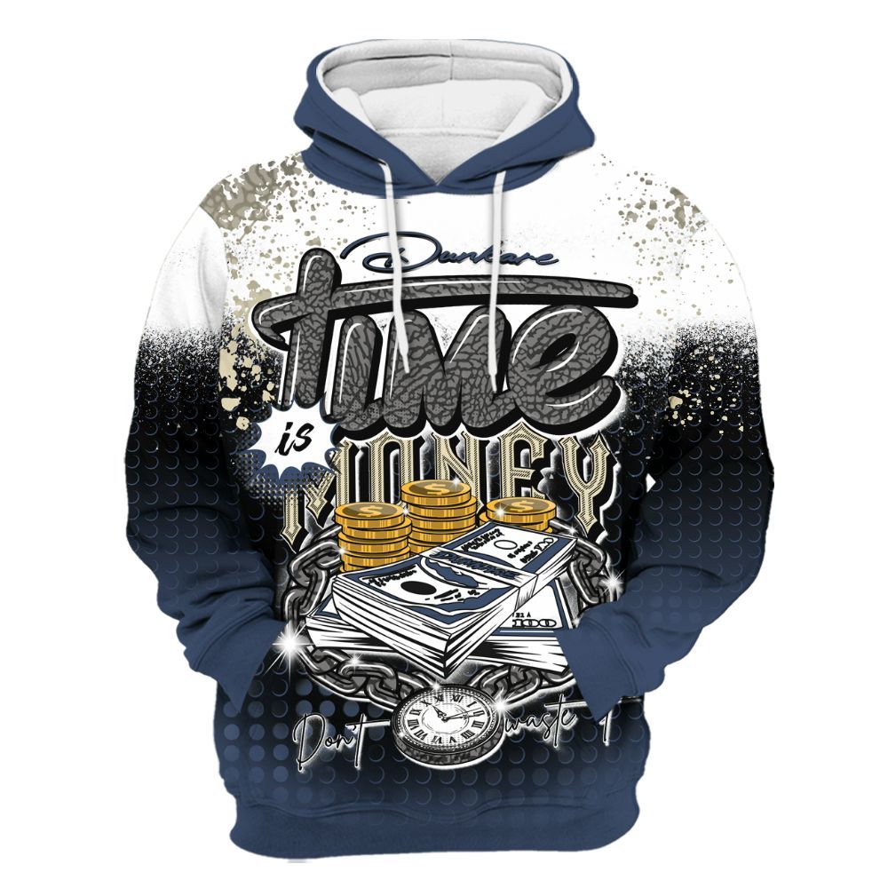 Hoodie To Match Diffused Blue 3s - Halftone Time Is Money All Over Print