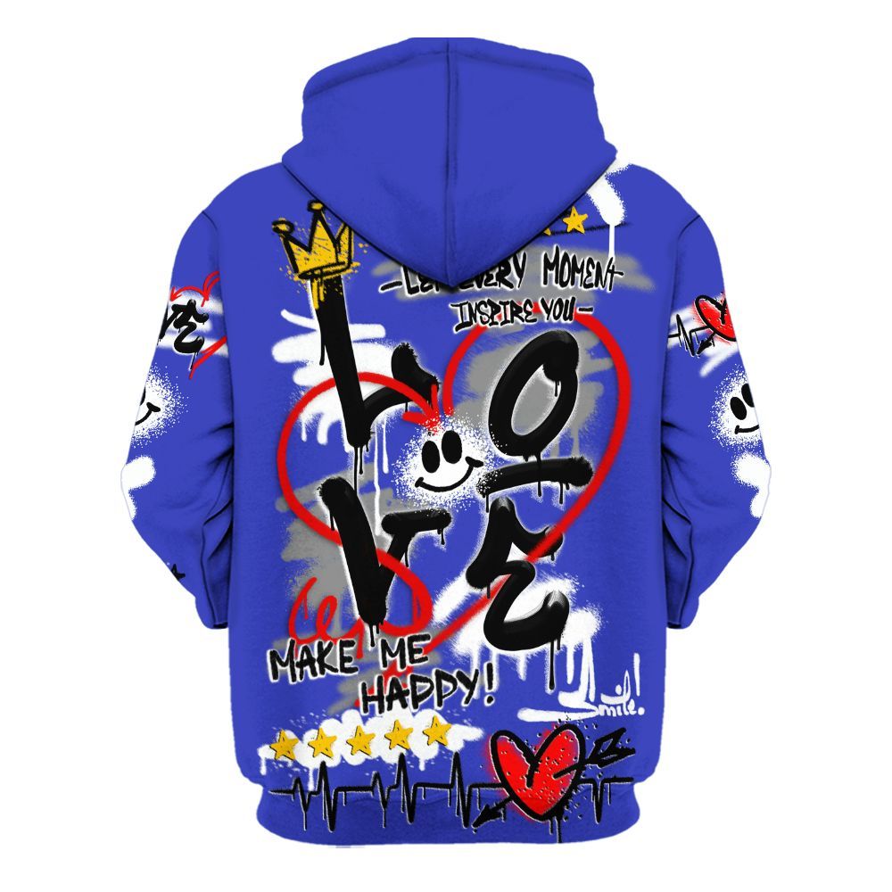 Hoodie To Match Retro Black Concord 12s - Happy Love Beats Graffiti Streetwear All Over Print