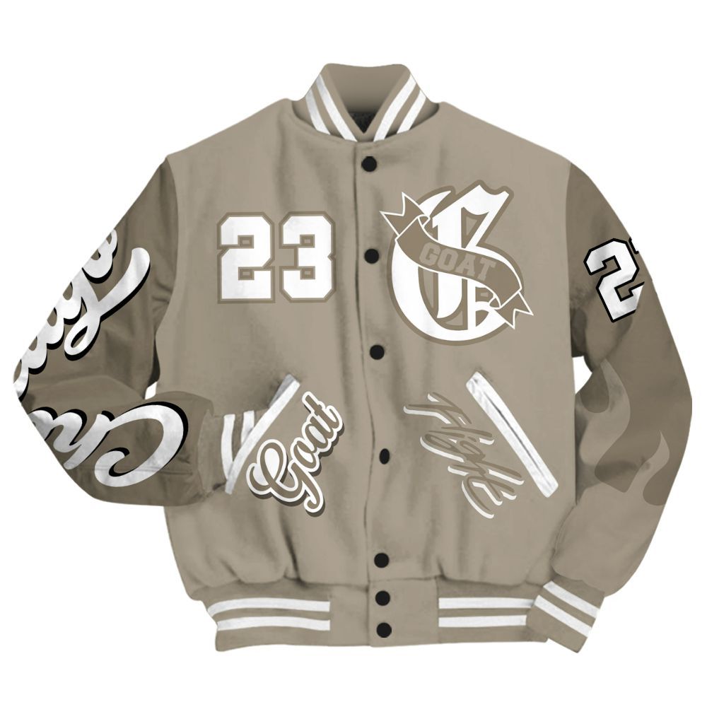 Varsity Jacket To Match High OG Khaki 1s - The G.O.A.T Streetwear All Over Print
