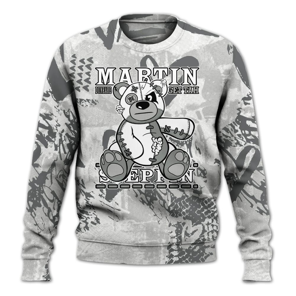 Sweatshirt To Match Retro Wet Cement 4s - Tah Steppin Bear Heart Grunge All Over Print