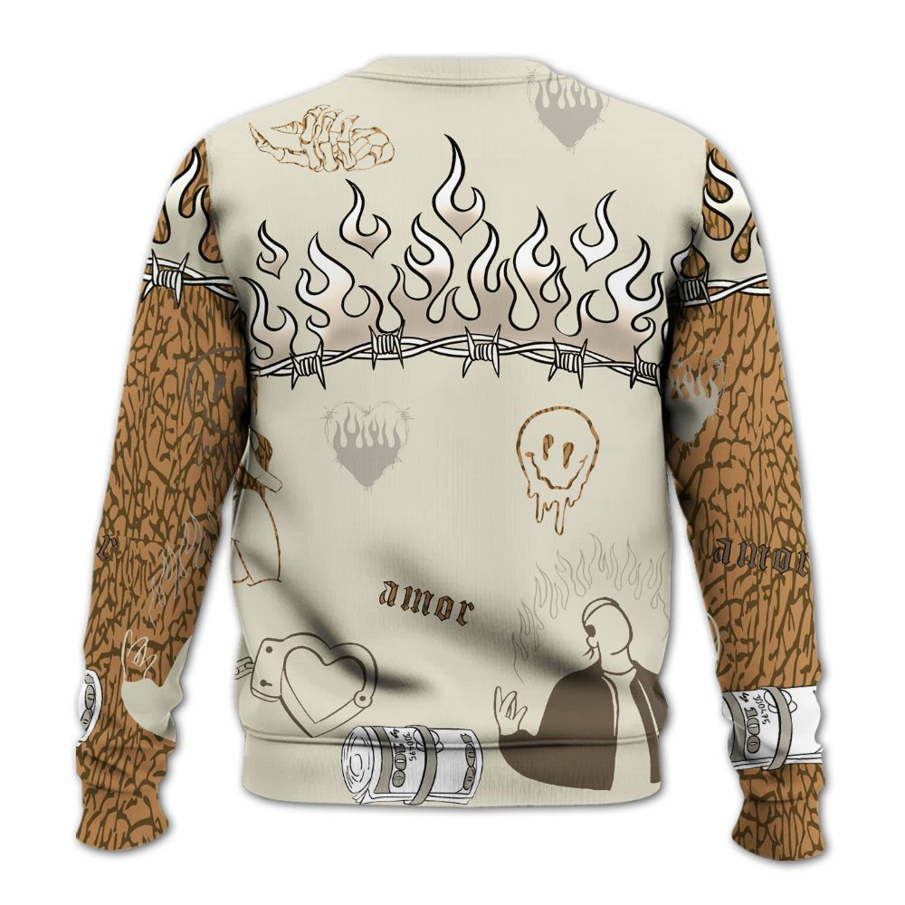 Sweatshirt To Match Orewood Brown 3s - Snake Trust No One All Over Print