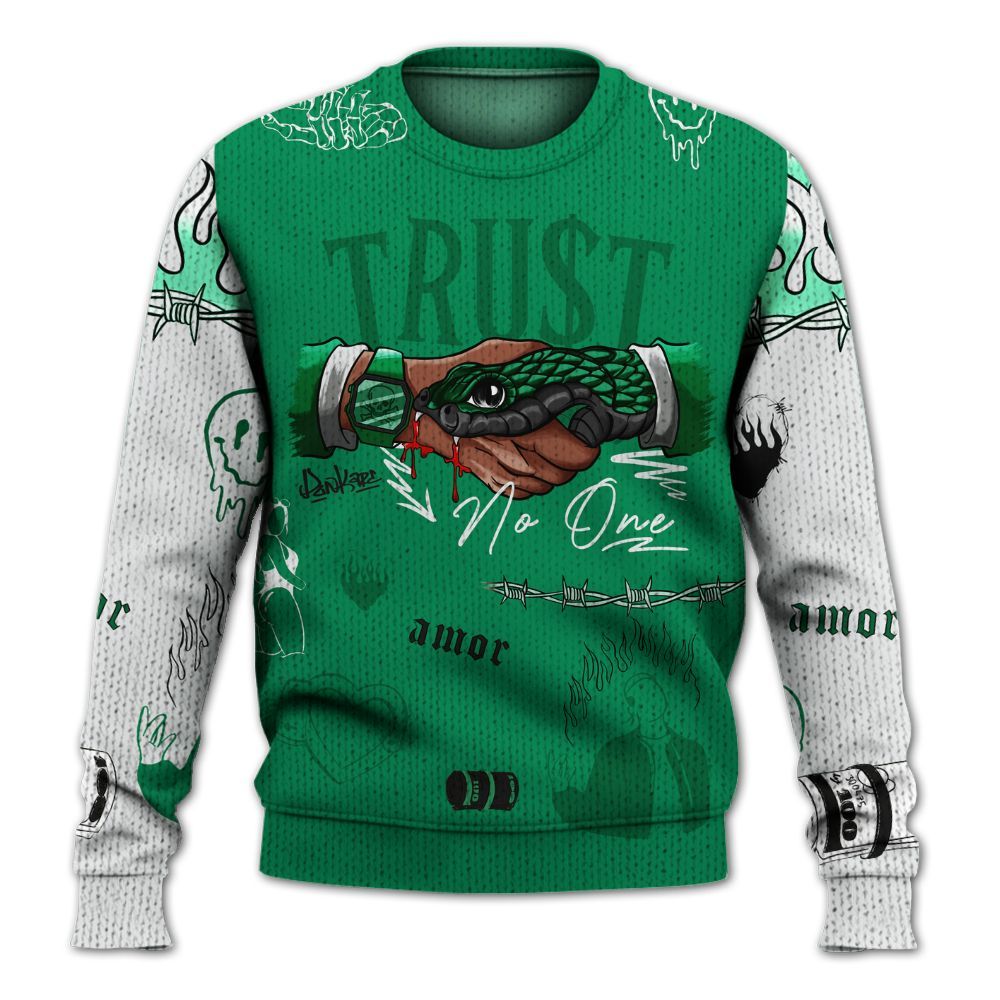 Knitted Sweater To Match Mid Lucky Green 1s - Snake Trust No One