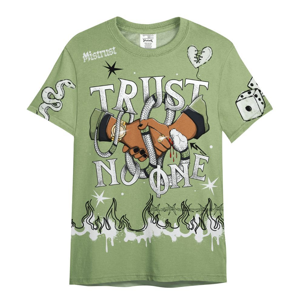 Shirt To Match Oil Green 4s - Trust No One Snake-Bite Doodle Crayon All Over Print