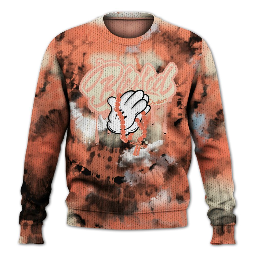 Knitted Sweater To Match DJ Khaled Crimson Bliss 5s - God Blessed Tie Dye