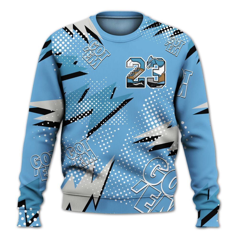 Sweatshirt To Match SB Dunk Low University Blue - Custom Name Number 23 5s All Over Print