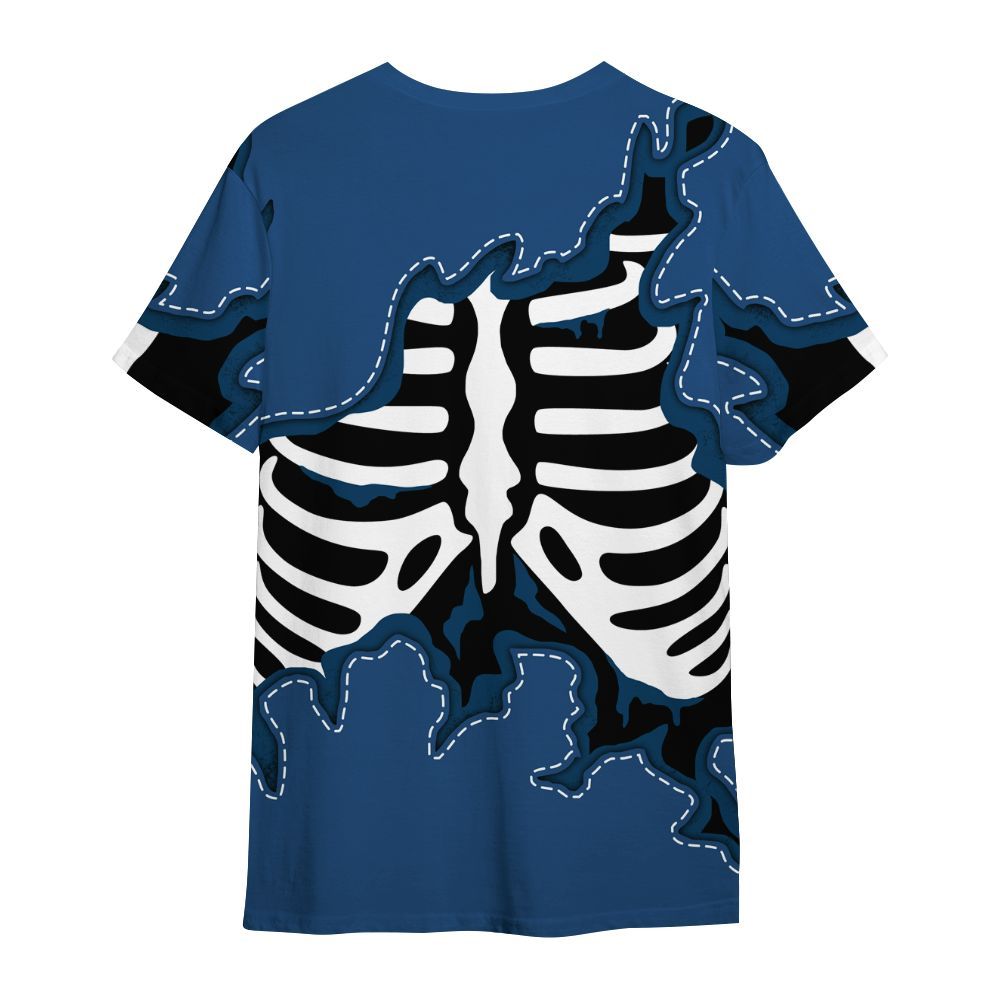 Shirt To Match High OG Midnight Navy 1s - Skeleton Smiley Face All Over Print