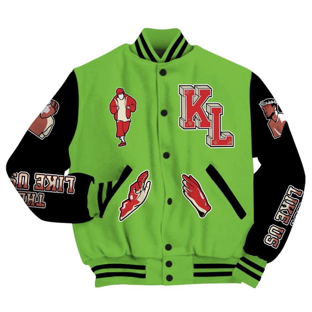Varsity Jacket To Match Air Max Waffle SP Action Green - Dislike Us Graphic All Over Print