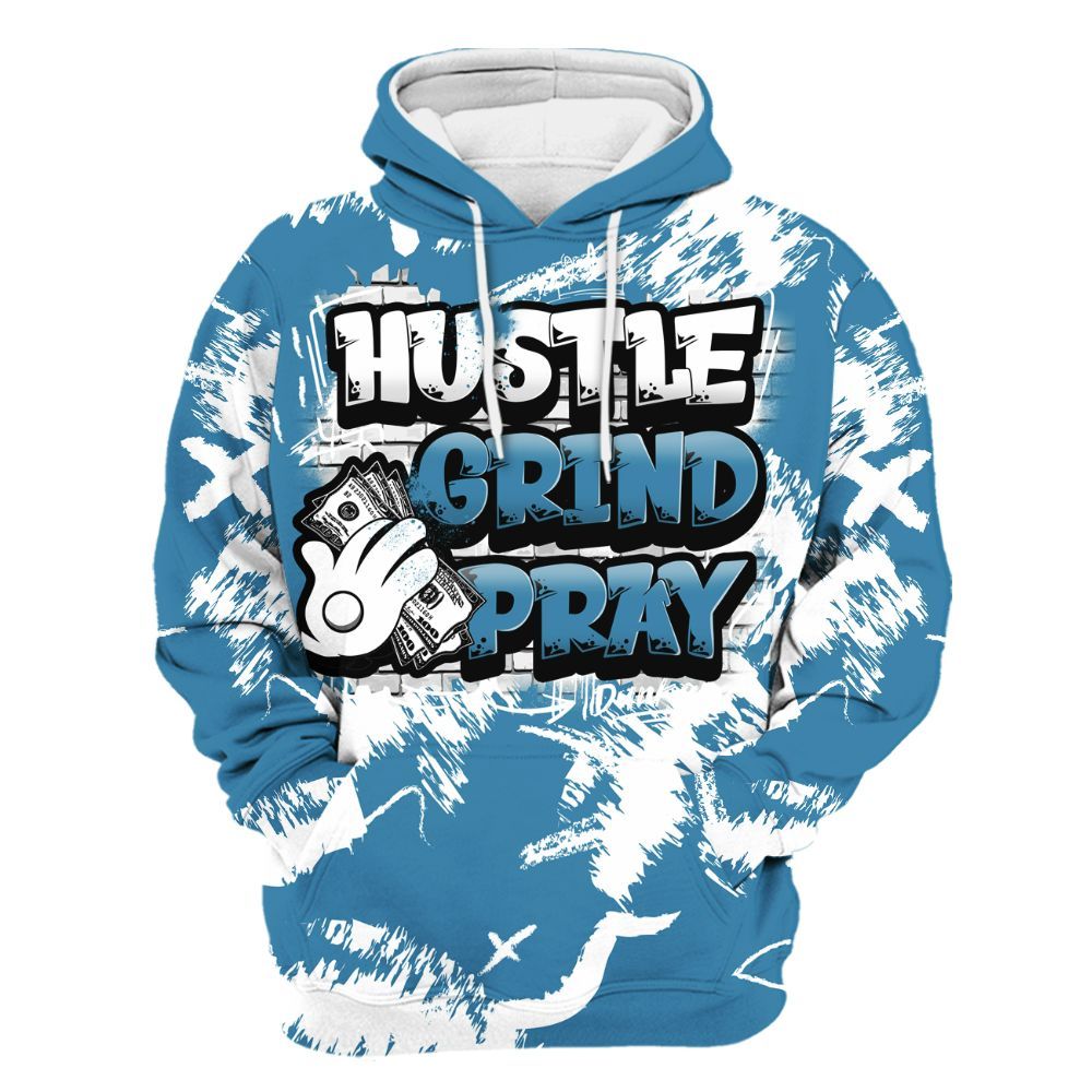 Hoodie To Match High OG UNC Reimagined 1s - Hustle Grind Pray Retro All Over Print
