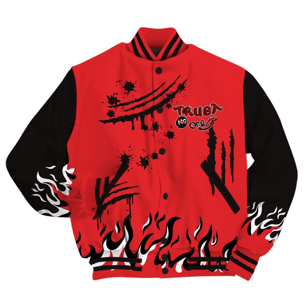 Varsity Jacket To Match Chile Red 9s - Graphic Trust No One All Over Print