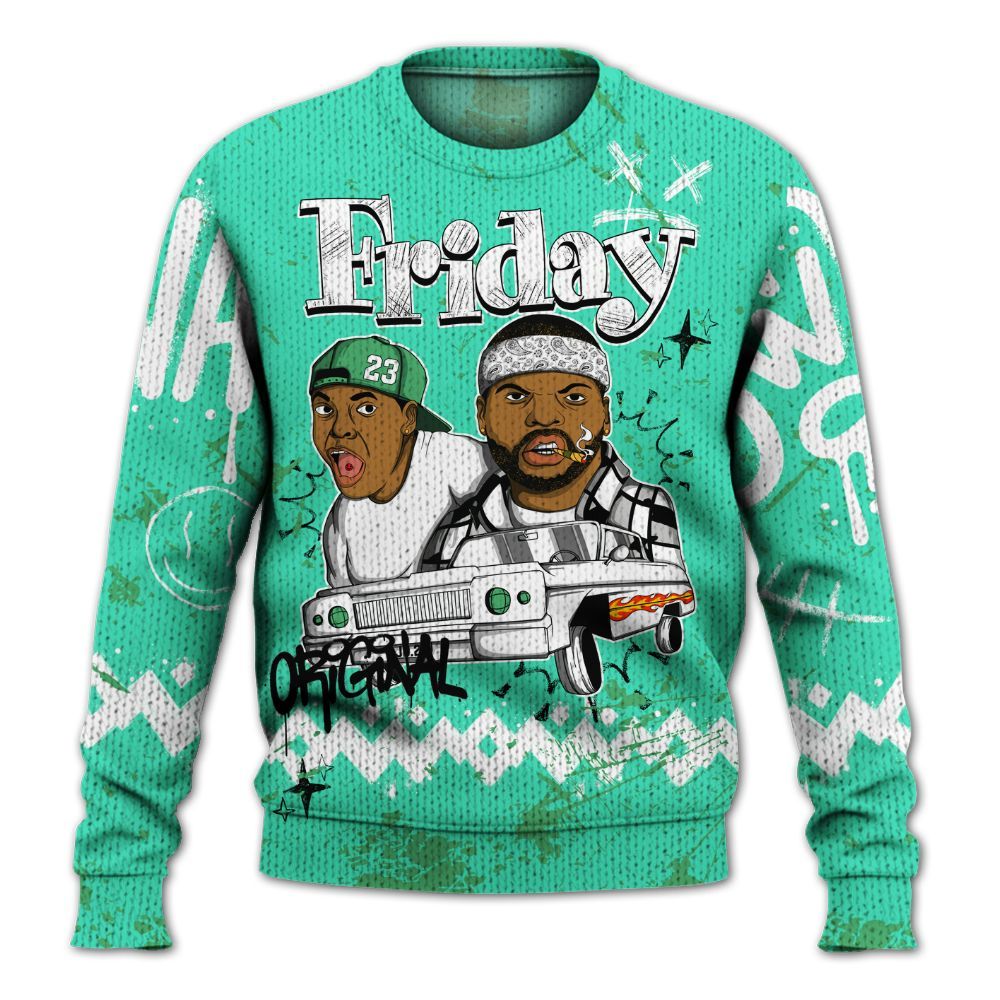Knitted Sweater To Match Black Green Glow 3s - Friday Sneaker Crayon