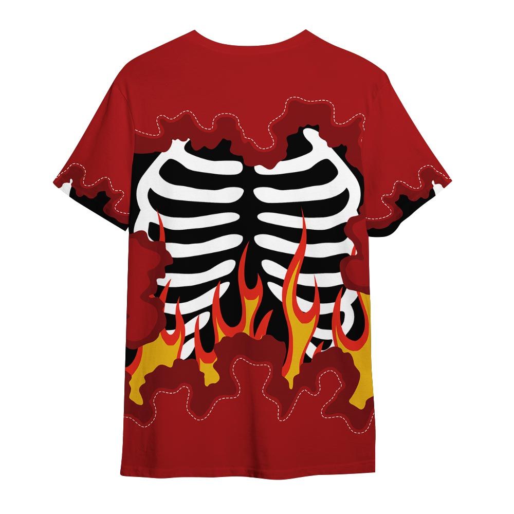 Shirt To Match Red Taxi 12s - G.O.A.T 23 Skeleton Flame Shirt Red Taxi 12s Outfit