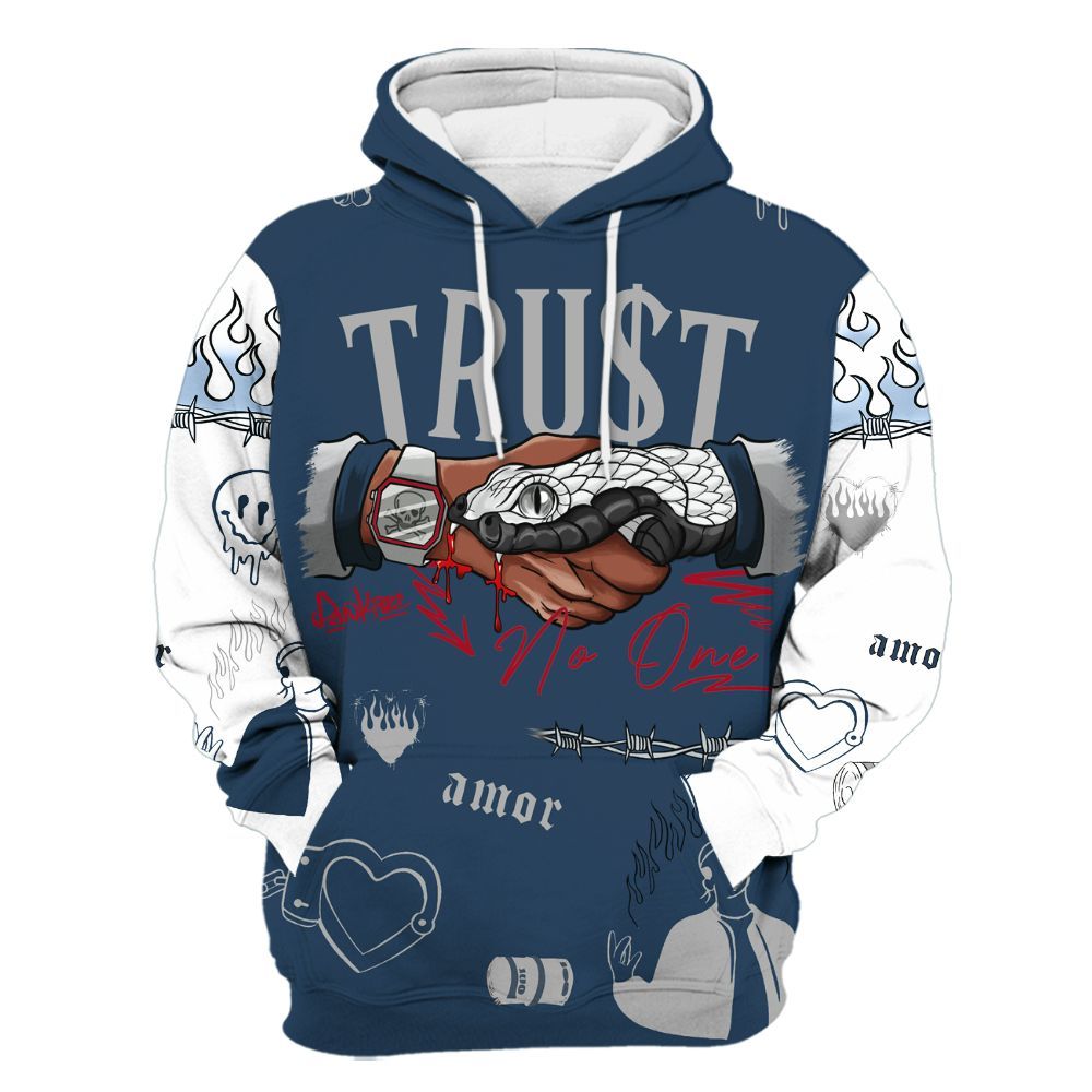 Hoodie To Match Retro French Blue 2025 12s - Snake Trust No One All Over Print