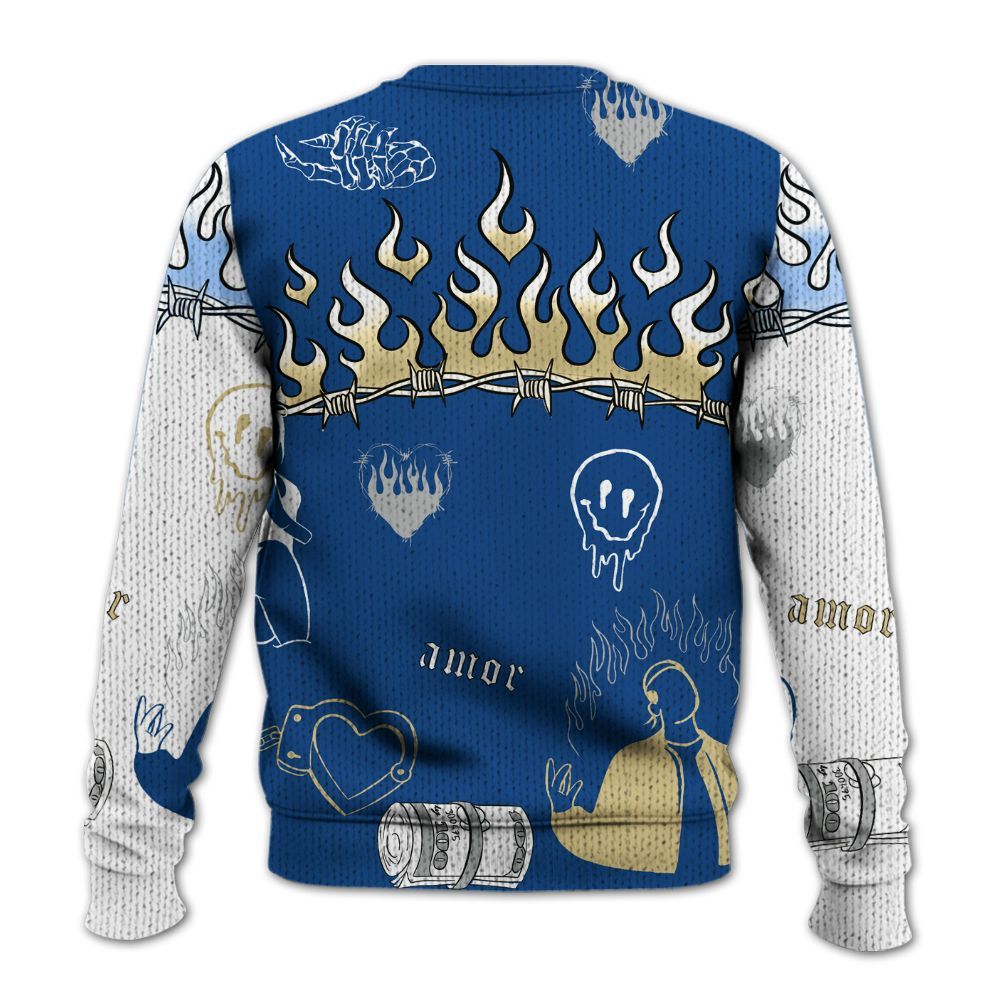 Knitted Sweater To Match Air Ship Royal Blue - Snake Trust No One