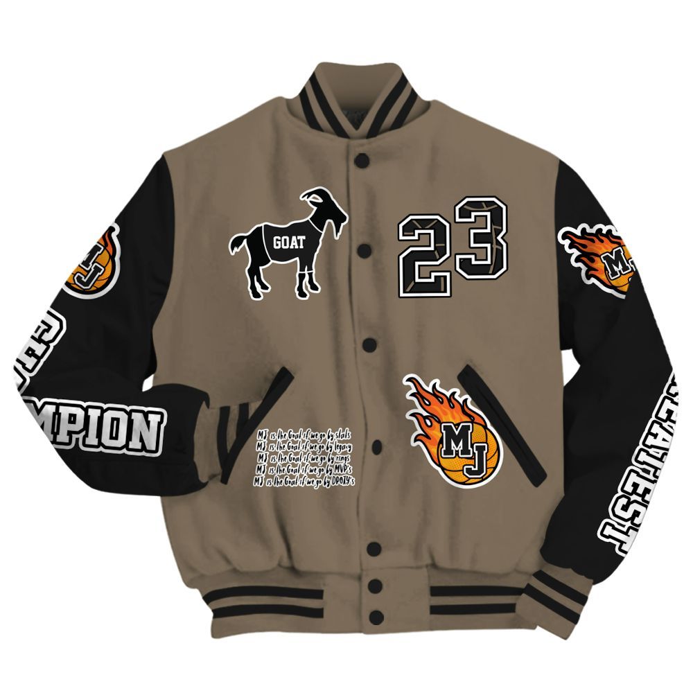 Varsity Jacket To Match Low OG Dark Mocha 1s - 23 G.0.A.T Jump Up Basketball All Over Print