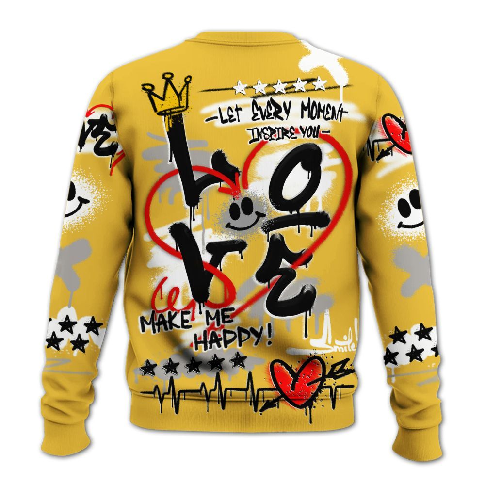 Sweatshirt To Match Low Yellow Python 11s - Happy Love Beats Graffiti Streetwear All Over Print