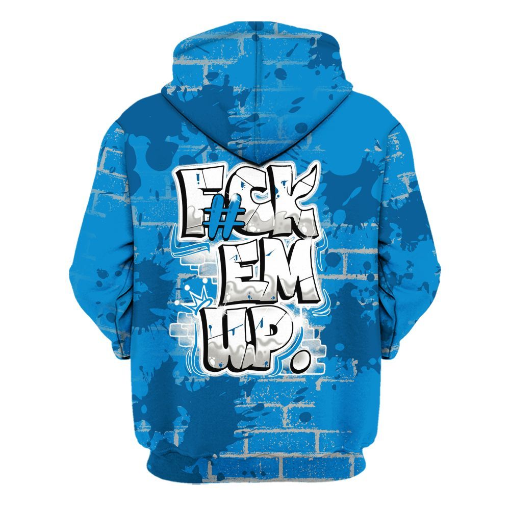 Hoodie To Match Military Blue 4s - F#ck Em Graphic Brick Art All Over Print