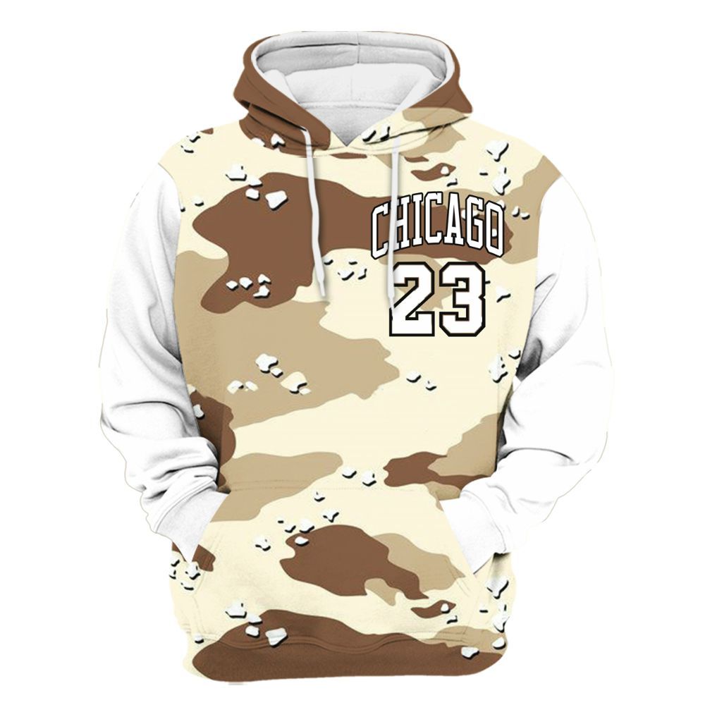 Hoodie To Match Desert Camo 3s Varsity Jacket, Custom Name Chicago 23 All Over Print