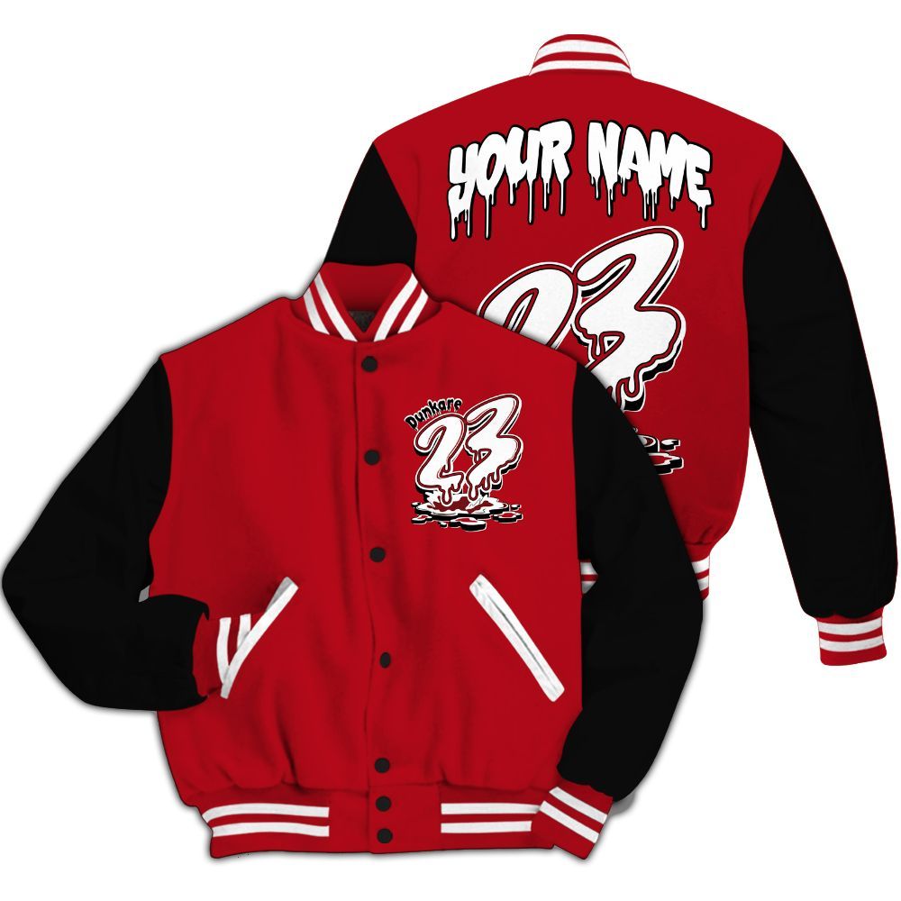 Varsity Jacket To Match Bred Velvet 11s - Custom Name 23 Drip All Over Print