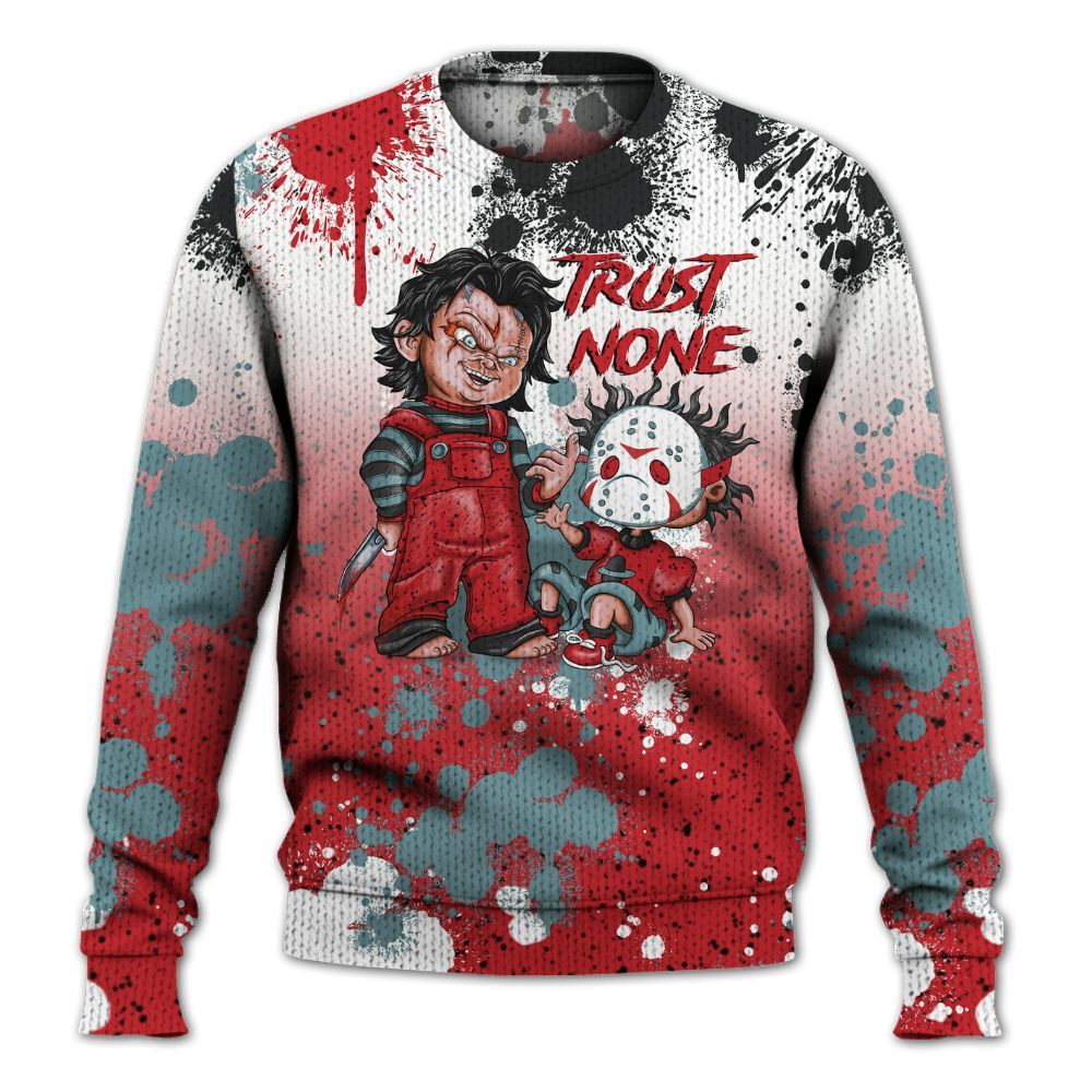 Sweater To Match Retro Halloween 5s - Trust No One Scary Graphic
