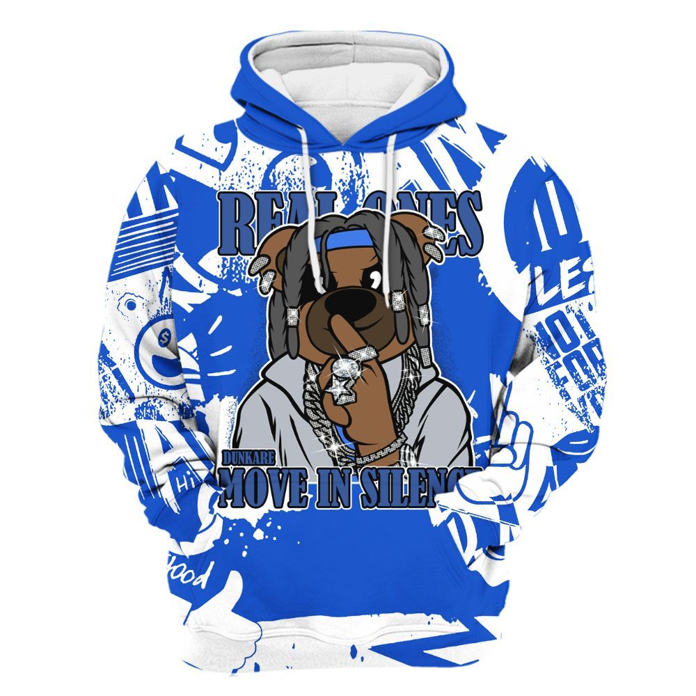 Hoodie To Match Air Foamposite One Royal - Silent Achievers Bear Monogram Graffiti All Over Print